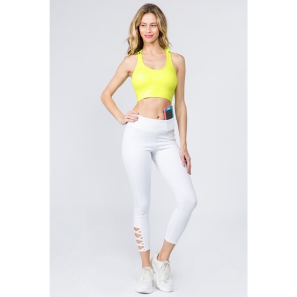 Women's Active Ankle Cutout Workout Leggings White - Picture 3 of 7